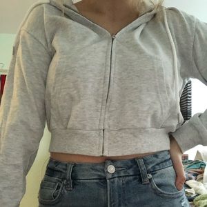 cute cropped grey garage hoodie
